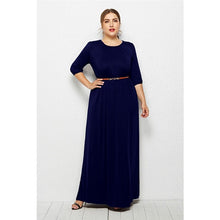 Load image into Gallery viewer, Cap Point Theresa Round Neck Solid Elastic High Waist A Line Loose Swing Maxi Dress
