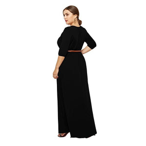 Cap Point Theresa Round Neck Solid Elastic High Waist A Line Loose Swing Maxi Dress