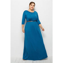 Load image into Gallery viewer, Cap Point Theresa Round Neck Solid Elastic High Waist A Line Loose Swing Maxi Dress
