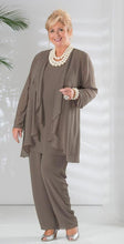 Load image into Gallery viewer, Cap Point Three Piece Chiffon Long Sleeve Jacket Mother of the Bride Pant Suit
