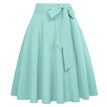 Load image into Gallery viewer, Cap Point Tiffany Blue / S Perline Belle Poque High Waist Self-Tie Bow-Knot Embellished  A-Line Skirt
