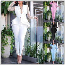 Load image into Gallery viewer, Cap Point Two Piece Matching Pants Set Ruffle Suit Blazer

