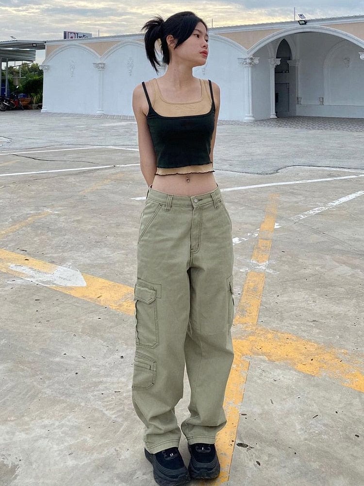 Cap Point Vintage Streetwear Pockets Wide Leg Baggy Cargo Jeans Pants