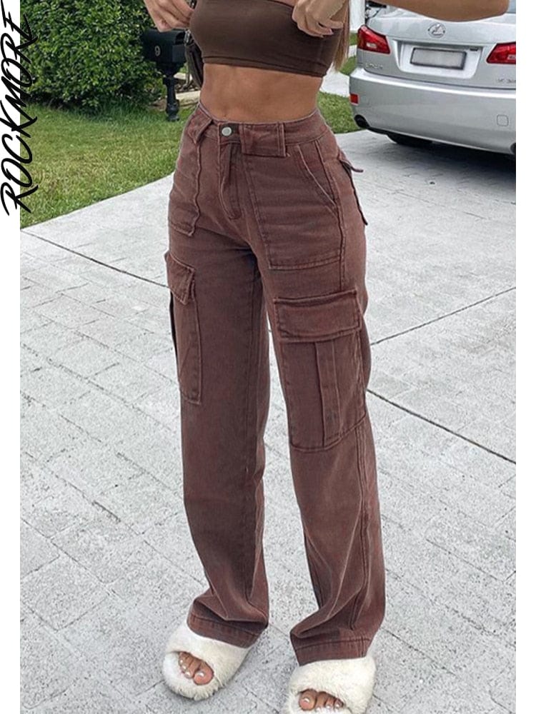 Cap Point Vintage Streetwear Pockets Wide Leg Baggy Cargo Jeans Pants