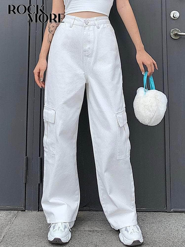 Cap Point Vintage Streetwear Pockets Wide Leg Baggy Cargo Jeans Pants
