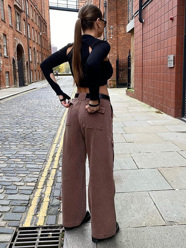Cap Point Vintage Streetwear Pockets Wide Leg Baggy Cargo Jeans Pants