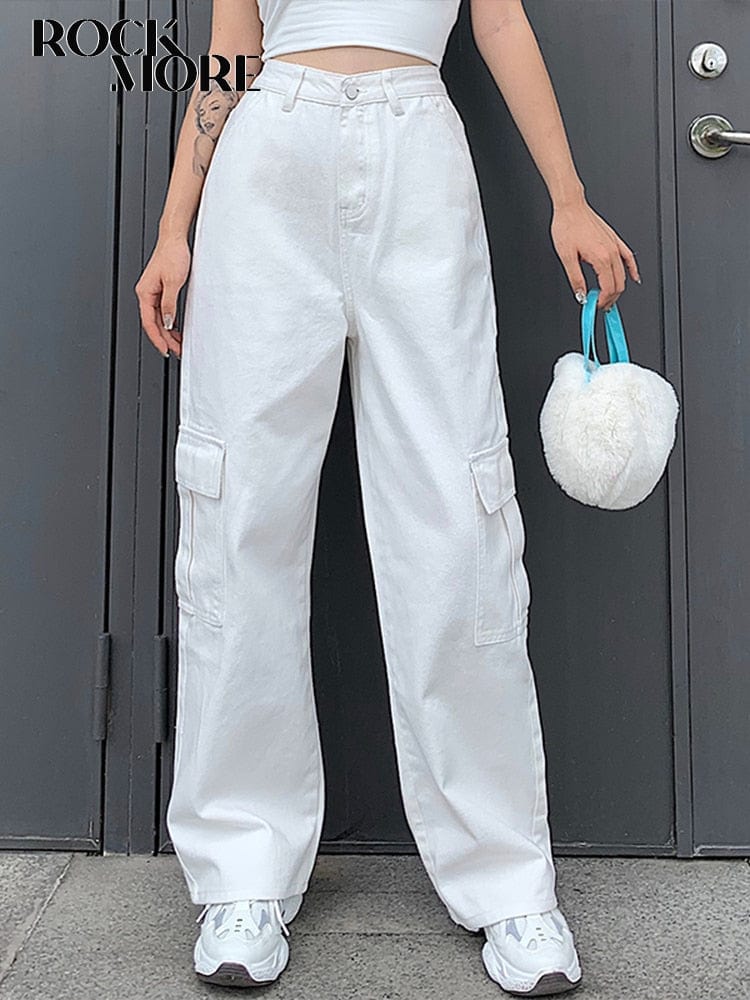 Cap Point Vintage Streetwear Pockets Wide Leg Baggy Cargo Jeans Pants