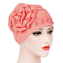 Load image into Gallery viewer, Cap Point Watermelon red / One size fits all New Fashion Ruffle Beaded Solid Scarf Cap
