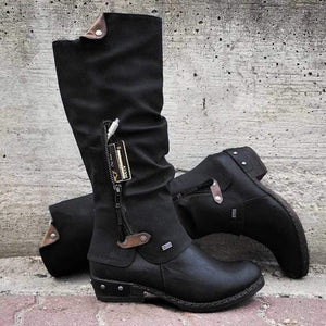 Cap Point Western Side Zipper Knee High Winter Boots