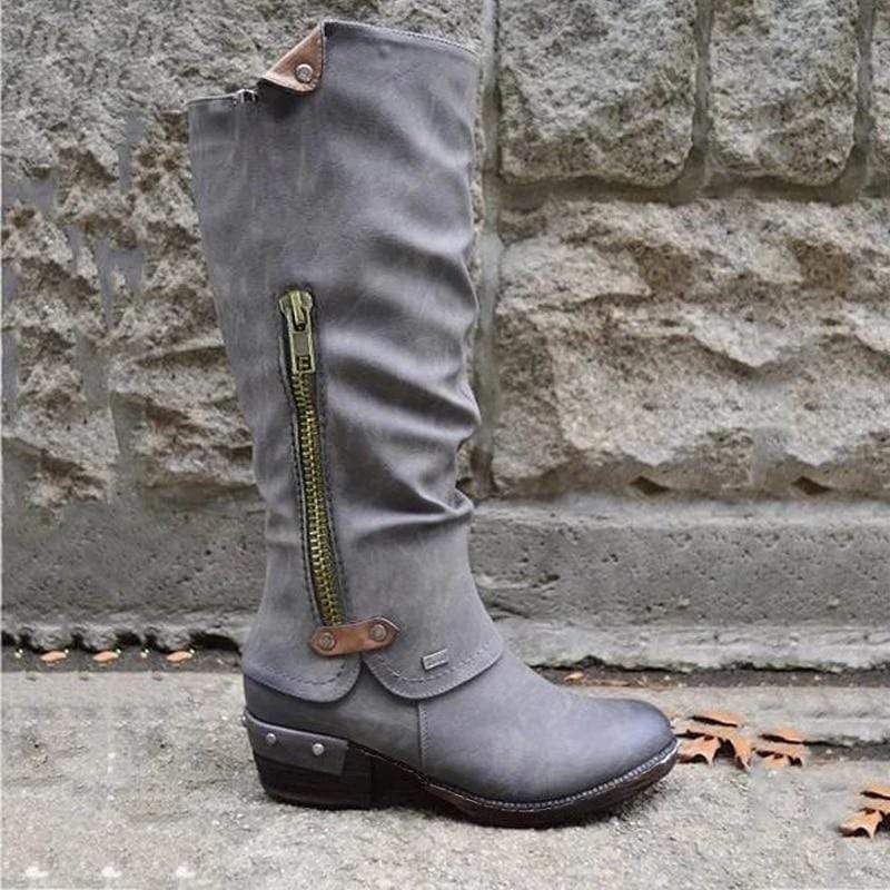 Cap Point Western Side Zipper Knee High Winter Boots