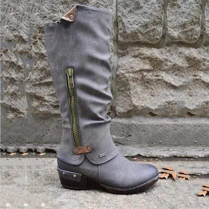 Cap Point Western Side Zipper Knee High Winter Boots