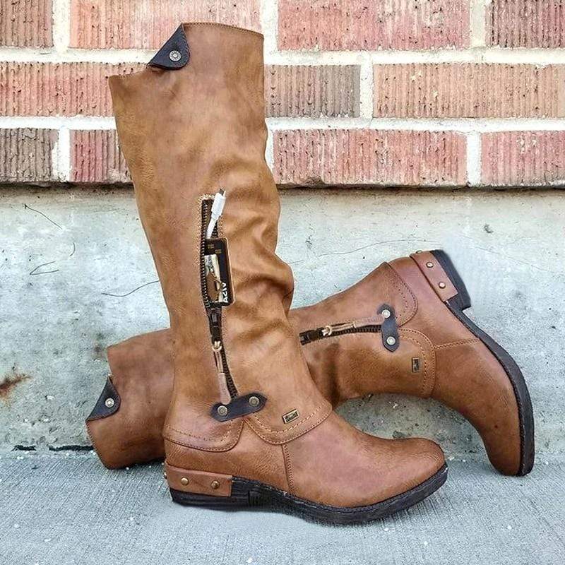 Cap Point Western Side Zipper Knee High Winter Boots