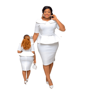 Cap Point White / 14 Elegant Office Ladies Knee Length Bodycon Dress