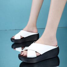 Load image into Gallery viewer, Cap Point white 3 / 4.5 Summer Flat High Heel Open Toe Platform Sandals
