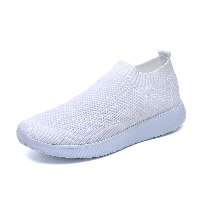 Cap Point White / 3 Elegant Breathable Mesh Knit Sock Platform Sneakers