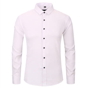 Cap Point White / 38 Mens Non-Iron Anti-Wrinkle Elastic Slim Fit Shirt