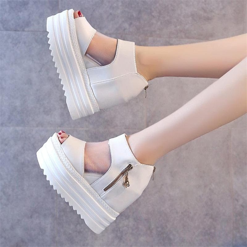 Cap Point white / 4.5 Colette High-heeled Muffin Thick-bottom Fish Mouth sandals
