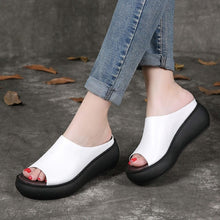 Load image into Gallery viewer, Cap Point white / 4.5 Summer Flat High Heel Open Toe Platform Sandals
