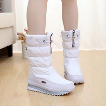 Load image into Gallery viewer, Cap Point white / 4.5 Women Waterproof Mid-calf  Thick Plush snow boots
