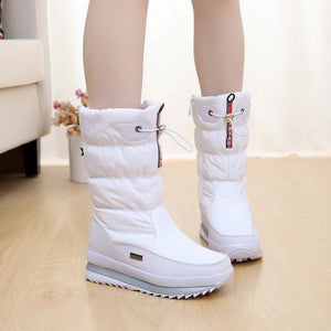 Cap Point white / 4.5 Women Waterproof Mid-calf  Thick Plush snow boots