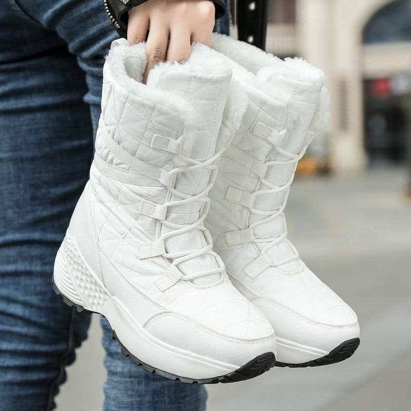 Cap Point White / 5 Women's Warm Mid-Calf Platform Snow Boots