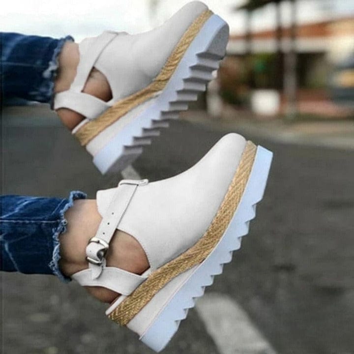 Cap Point white / 6 Vintage Flat Platform Fashion Comfortable Sandals