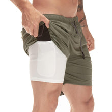 Load image into Gallery viewer, Cap Point White army green / M Men 2 in 1 Running Short
