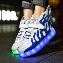 Load image into Gallery viewer, Cap Point White blue / 9.5 Heelys LED Luminous Rechargeable Lightweight Roller Shoes
