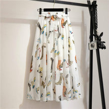 Load image into Gallery viewer, Cap Point White / Free size Belline Chiffon Floral Bohemian High Waist Maxi Skirt
