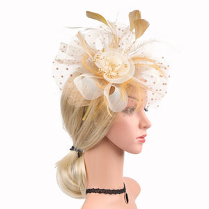 Cap Point white gold Pamela Bridal Wedding Party Fascinator Veil Hat