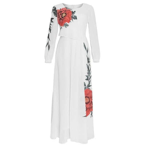 Cap Point White / L La Katangaise Long Sleeve Maxi Dress