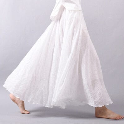 Cap Point white / M Bohemian Beach Empire A-line Pleated Maxi Skirt