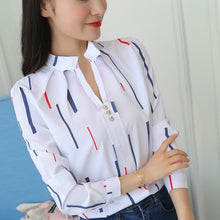 Load image into Gallery viewer, Cap Point white / M Constantia Fashion Stripe Casual Long Sleeve Office Blouse
