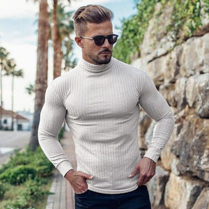 Cap Point white / M Fashion Turtleneck Mens Thin Sweater