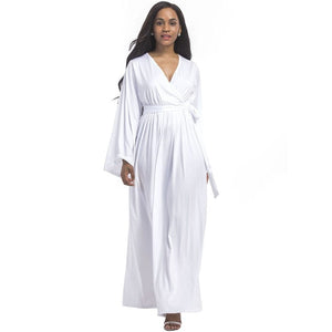 Cap Point White / M Melania V-neck Belt Maternity Maxi Dress