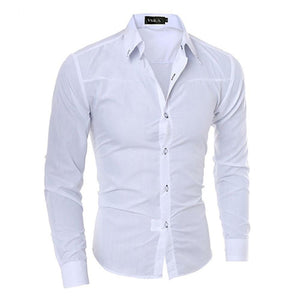 Cap Point white / M Mens Argyle Luxury Business Button Front Long Sleeve Shirt
