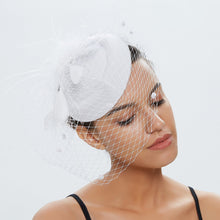 Load image into Gallery viewer, Cap Point White Mirva Chic Cocktail Wedding Party Church Headpiec Hat Fascinators
