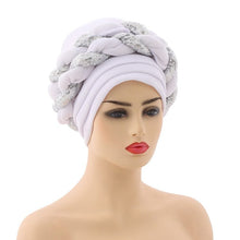 Load image into Gallery viewer, Cap Point white / One Size Celia Auto Geles Shinning Sequins Turban Headtie
