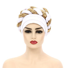 Load image into Gallery viewer, Cap Point White / One Size Celia Auto Geles Shinning Sequins Turban Headtie
