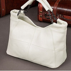Cap Point White / One size Denise European Style Fashion Lady Chain Soft Genuine Leather Tote Bag
