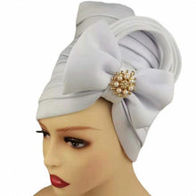 Load image into Gallery viewer, Cap Point white / One Size Fashionable Draped Hat for Women with Bow Beanie
