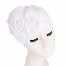 Load image into Gallery viewer, Cap Point White / One size fits all New Large Flower Stretch Head Scarf Hat

