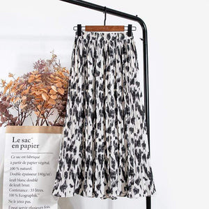 Cap Point white / One Size Print Long Maxi Pleated Skirt