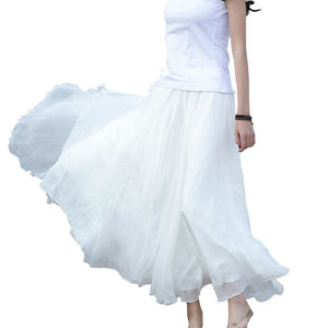 Cap Point white / One size Prisca Boho Double Layer Chiffon Maxi Skirt