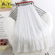 Load image into Gallery viewer, Cap Point white / One Size Serena Fashion High Waist Tulle Midi Skirt
