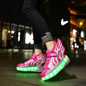 Cap Point White powder / 9.5 Heelys LED Luminous Rechargeable Lightweight Roller Shoes