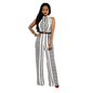 Cap Point white / S Anita V-neck Geometric Print Sleeveless Jumpsuit