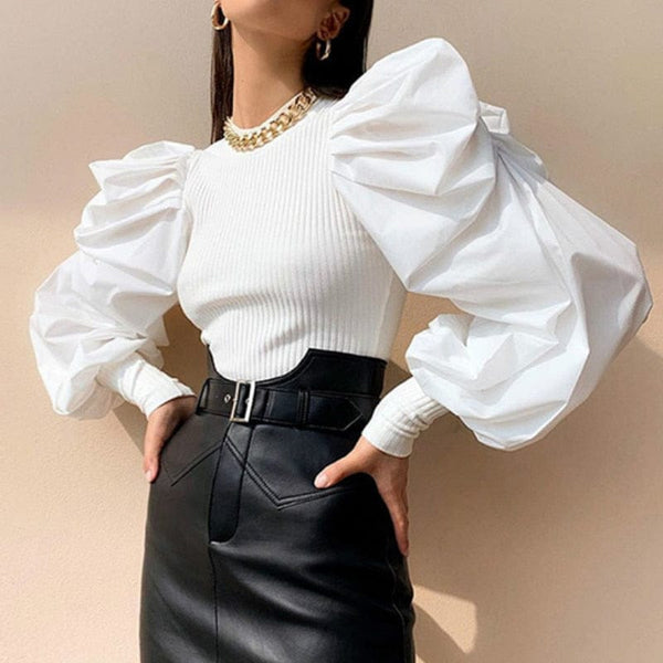 Cap Point white / S Debra Elegant fashion blouse with long puff sleeves