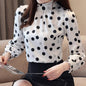 Cap Point white / S Fashion Chiffon  Long Sleeve Polka Dot  Blouse