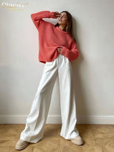 Load image into Gallery viewer, Cap Point white / S Fashion Wide Leg High Waisted Casual Pants
